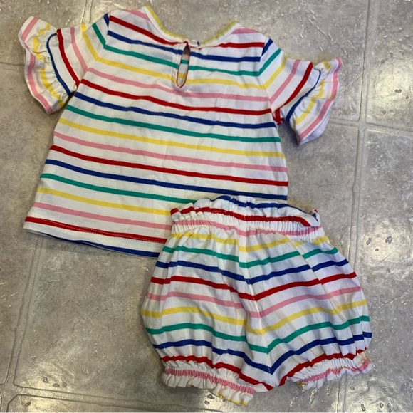 Baby Gap 0-3 Month Baby Girl Short Sleeve Top and Shorts Outfit Rainbow Stripes - Picture 7 of 7